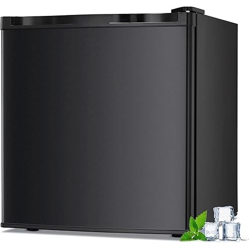 LHRIVER 1.1 Cu.ft Small Upright Freezer, Mini Freezer with Removable Shelves, Adjustable Thermostat, Reversible Door Hinge, Quiet for Home/Dorm/Office/Kitchen, Black