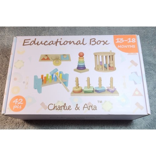 Charlie & Aria Educational Wooden Toy Set – 42 Pieces – Ages 13–18 Months – New