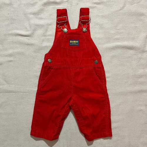 Vintage 70s 80s Kids Baby Toddler Oshkosh B’Gosh Corduroy Overalls Red Size 12 Months