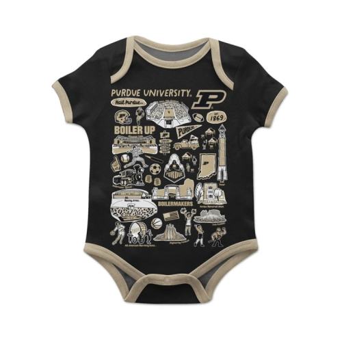 Vive La Fete Baby BLACK Purdue Boilermakers Impressions Short Sleeve One Piece - 16169649