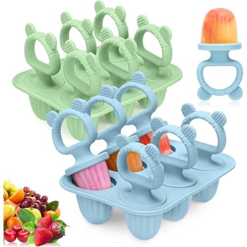 2Packs Silicone Baby Popsicle Molds with Sticks, Mini Popsicles Molds for Babies Breastmilk Popsicle Molds for Teething Relief, Frozen Treats Maker Popsicle Maker Ice Pop Mold for Toddlers Kids
