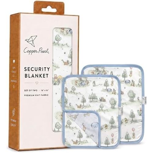 Copper Pearl Baby Security Blanket Set of 2 - Portable Size for Self-Soothing On-The-Go, Ideal Baby Blankets for Boys and Girls, Ultra-Soft, and Gift-Ready Loveys - Hundred Acre Wood