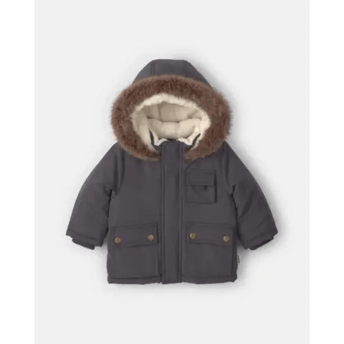 Baby Boy Hooded Heavyweight Winter Jacket - Black | Carter's