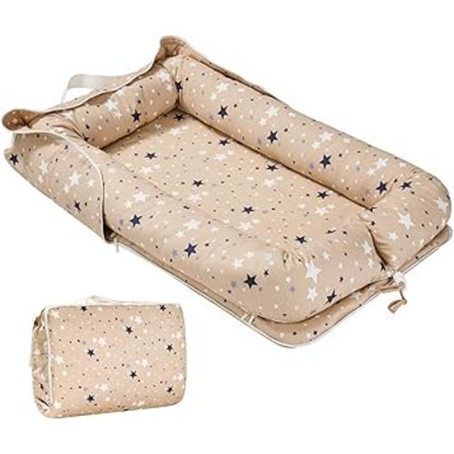 Miereirl Baby Lounger for Newborn, Dock A Tot & Baby Lounger Pillow with Soft Cotton, Infant Lounger for 0-24 Months, Baby Nest Lounger, Essentials Gifts Nest Cover - Star