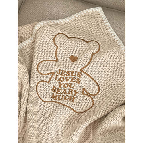 Jesus Loves You Beary Much Knit Blanket – OUR HOUSE ABOVE