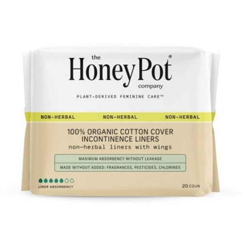 The Honey Pot Company, Non-Herbal Incontinence Pantiliners with Wings, Organic Cotton Cover - 20ct
