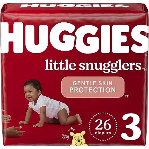 Baby Diapers Size 3 (16-28 lbs), 26ct, Huggies Little Snugglers - Size 3 (26 Count)