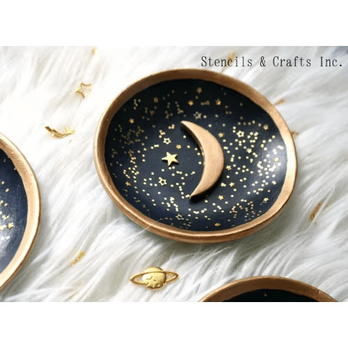MOON TRINKET DISH, Crescent Moon Ring Dish, Starry Night Moon Dish, Moon Jewelry Dish, Moon Dish Tray, Celestial Moon Dish, Handmade, Gift