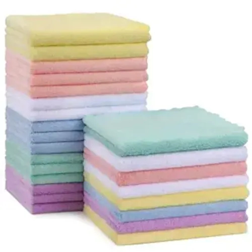 HOMEXCEL Baby Washcloths 24 Pack-Microfiber Baby Bath Face Towel 11.5 x 11.5 Inch Extra Absorbent and Soft Burp Cloth and Wash Cloths for Newborn-Infants and Toddlers-Gentle On Sensitive Skin