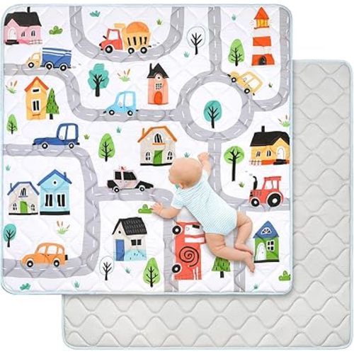 Baby Play Mat for Floor 50 * 50 inch, Extra Thick Soft Cushioning Foam Mat for Kids, Non Slip & Washable Crawling Mat for Toddler, Padded Play Mat for Baby Tummy Time