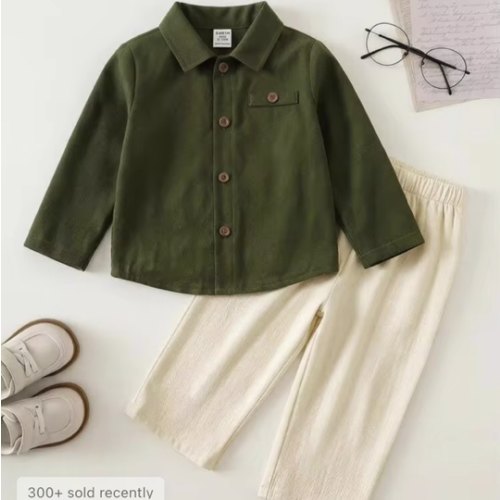 9-12M 2pcs Unisex Baby Boy/Girl Baby Boy Autumn/Winter Casual Preppy Shirt Set, Baby Boy Outfit Sets | SHEIN USA