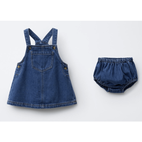 DENIM OVERALL DRESS WITH BLOOMERS - Mid-blue | ZARA United States