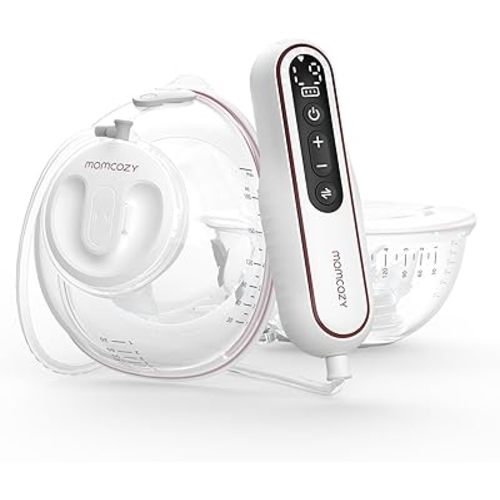 Momcozy Ultra-Light & Hands Free Breast Pump V2, Potent Wearable Pump with 27 Pumping Combinations, Low Noise Painless Portable Double Electric Pump, 17/19/21/24/27mm Flange/Insert Included