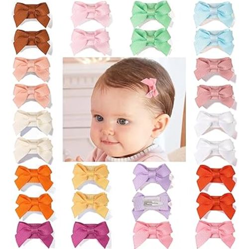 1.4" Mini Bow Snap Clips,Handmade Tiny Hair Clips for Baby Fine Hair,Small Hair Bows Hair Accessories for Baby Girls Newborn Infant Toddlers