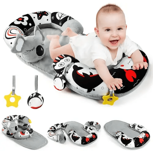 URMYWO Tummy Time Activity Mat - Cozy Tummy Time Mat for Newborn 0-12 Months, Breathable and Soft Infant Baby Sit Me Up Floor Seat Early Sensory Development Gifts Tummy Time Play Toys