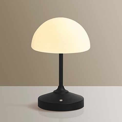 Mushroom Lamp Cordless Lamp Table Lamp,Outdoor Waterproof Shower Lamps,5000mAh Rechargeble Battery Operated Dimmable Touch Desk Lamps,LED Night Light for Bathroom Patio Camping Outdoor(Black)