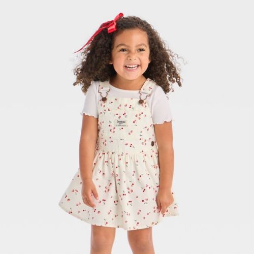 OshKosh B'gosh Toddler Girls' Fruit Printed Shortalls - White 12M