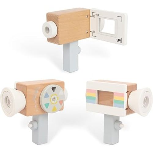 Wooden Mini Pretend Video Camera Toy for Toddlers 3 Years Old, Christmas Birthday Gifts Photographed Props for Boys Girls Children Kids
