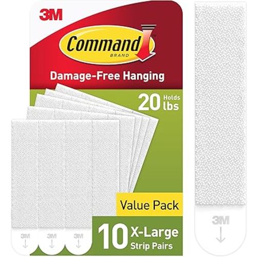 Command 20 lb XL Heavyweight Picture Hanging Strips 10 Pairs (20 Command Strips), Damage-Free Hanging Picture Hangers, Heavy Duty Wall Hanger for Home Decor, White Adhesive