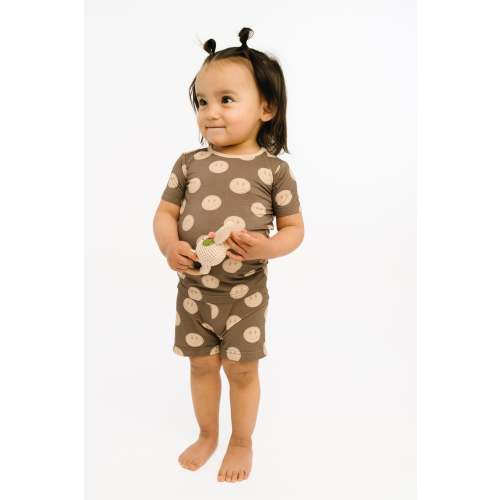 Neutral Smileys Bamboo Shorts Set