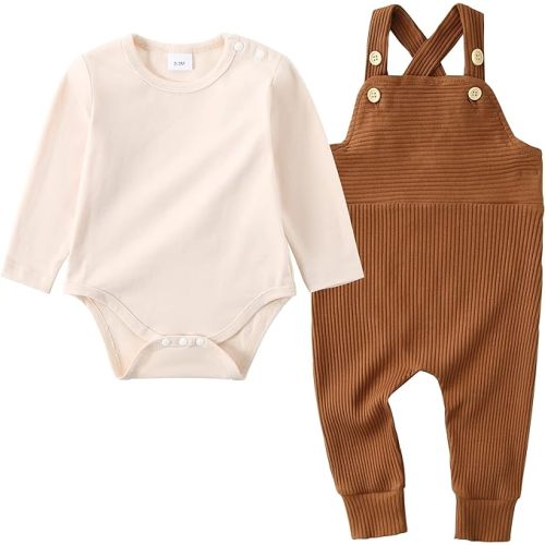 YUEMION Baby Boy Clothes Newborn Infant Boy Outfits 2Pcs Stripe Top Romper Pants Set 0-24 Months Overalls Toddler Boy Clothes