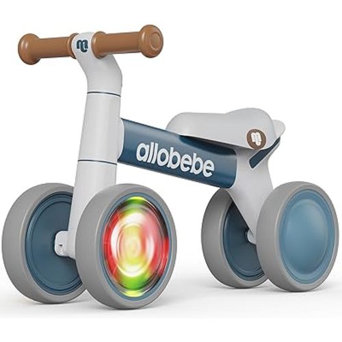 allobebe Colorful Lighting Baby Balance Bike, Toddler Bike for 12-36 Months Boys Girls, 4 Silence Wheels & Soft Seat, Ride on Toys for Toddlers 1-3, Toys for 1 Year Old Gifts