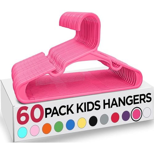 Utopia Home 60 Pack Kids Hangers - 11.5 Inch Plastic Baby Hangers for Closet - Childrens Hanger for Clothes & Infant Hanger for Closet - for Everyday Standard Use (Pink)