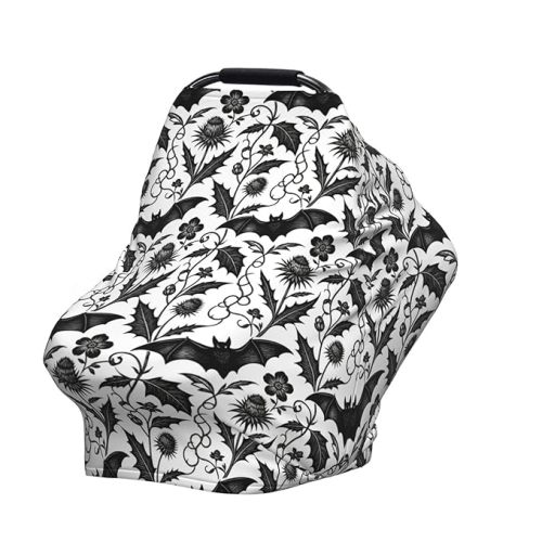 Goth Halloween Bat Gothic Baby Stuff Car Seat Cover for Baby,Mom Nursing Breastfeeding Covers,Multi-Use Car Seat Canopy Carrier Cover,Stroller Cover Newborn Shower Gift for Boys Girls