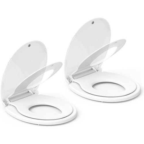Toilet Seat, Round Toilet Seat with Toddler Seat Built in, Potty Training Toilet Seat Round Fits Both Adult and Child, with Slow Close and Magnets- Round 2 Packs
