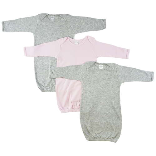 Bambini Newborn Baby Girl Cotton Gowns, 3-Piece