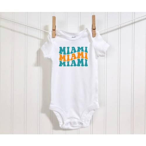 Miami Football Baby Onesie® Miami Football Infant Bodysuit Miami Football Fan Baby Shower Gift Football Onesie® for Newborn