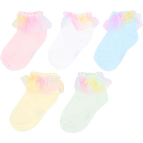 Rainbow Ruffle Cotton Socks Set, Multi - Mimi Tutu | Maisonette