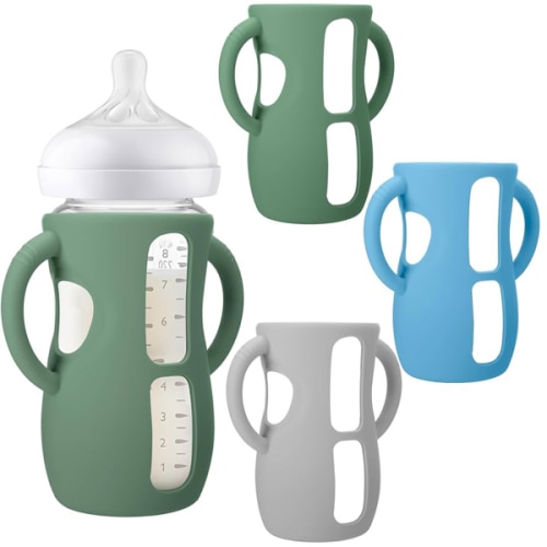 BUSOHA 3 Pack Silicone Sleeves for Avent Natural Baby Bottles - Drop Protection Baby Bottle Holder with Handle Compatible with Philips Avent Anti Colic Baby Bottles,8 Ounce