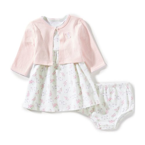 Little Me Baby Girls Cardigan & Bunny Dress 3-Piece Set DILLARDS