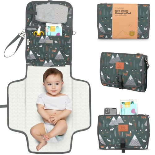 KeaBabies Ezee Portable Diaper Changing Pad, Portable Diaper Changing Mat, Waterproof Foldable Diaper Changing Pad (Woods)