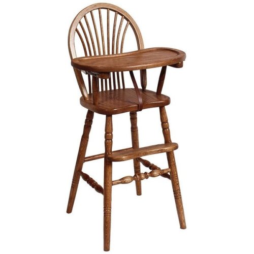 Amish Windsor Sheaf Back Slide Tray High Chair
