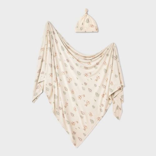Baby Winnie the Pooh Swaddle and Hat Set - Cloud Island™ Khaki 0-3M