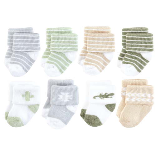 Hudson Baby Infant Boy Cotton Rich Newborn and Terry Socks, Little Lizard, 0-6 Months