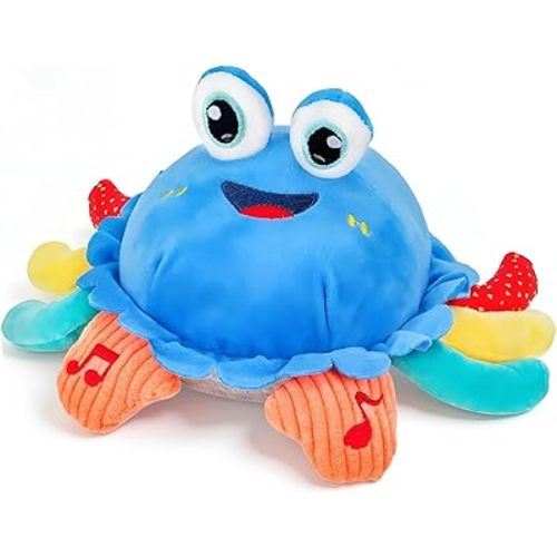 Baby Toys 1 Year Old 6-12 Month Tummy Time Toys Crawling Musical Crab Plush Toy Dancing Walking Moving Bouncing Sensory Toys for Toddlers, Christmas Birthday Gifts for Infants