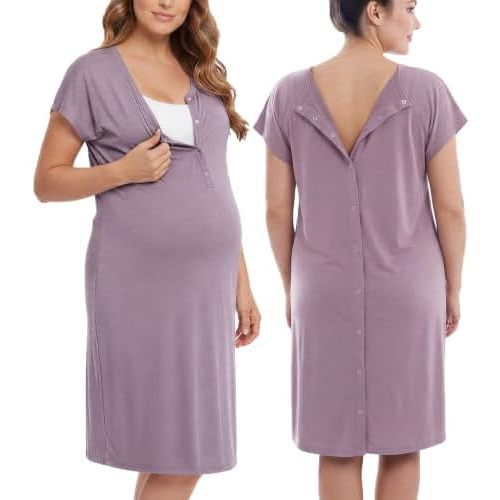 PATPAT Maternity Labor and Delivery Gown, Womens Hospital Gown with Pockets