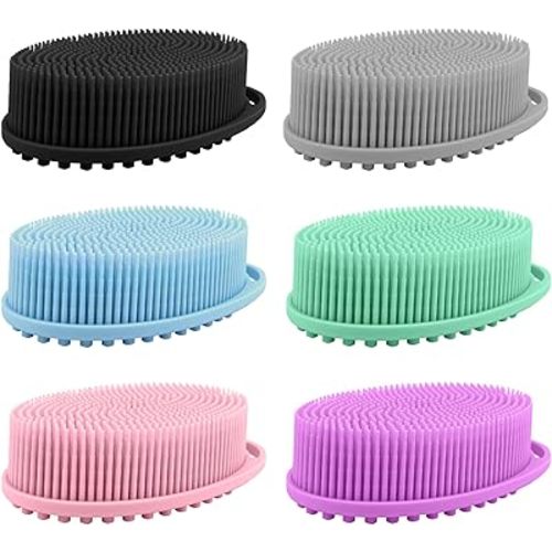 6 Pack Silicone Body Scrubber, Soft Silicone Loofah Exfoliating Body Scrubber Fit for All Kinds of Skin, Clean and Sanitary