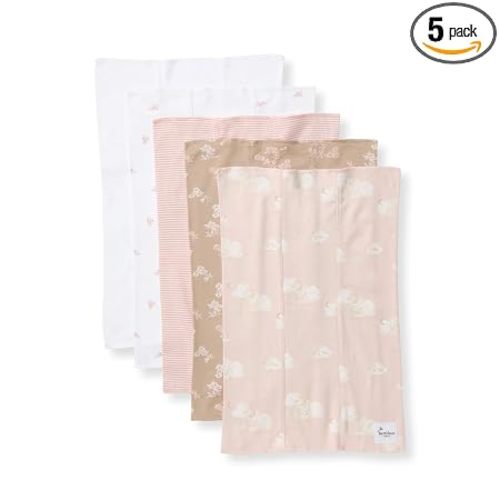 Burt's Bees Baby 100% Organic Cotton Burp Cloths, 17x11.75 in, 5-Pack