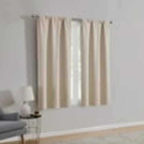 Mainstays Linen Look Blackout Curtain Panel Pair, Set of 2, Beige, 37"W x 63"L