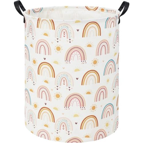 Rainbow Kids Laundry Basket Baby Hamper Rainbow Toy Storage Bin for Boys Room Decor Baby Nursery Hamper Gift Baskets for Bedroom Bathroom(Sun Rainbow)