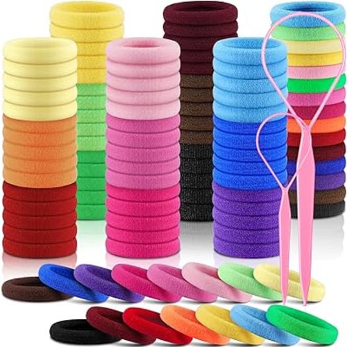 150PCS Hair Ties, IKOCO Cotton Small Hair Ties for Little Girls, Baby and Kids, Colorful Seamless Ponytail Holders