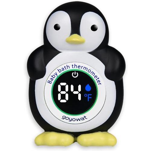 Baby Bath Thermometer, Floating Penguin Toy - Baby Bathing Safety Monitor, Cold and Warm Dual Zone Color Code, Real-time Water Temperature Sensor, Detachable Floating Toy, Special Supply for Maternal