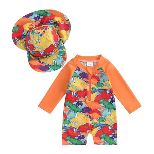 Hnyenmcko Baby/Toddler Boy Rash Guard Swimsuit Long Sleeve One Piece Zipper Swimwear Sunsuit Infant Bathing Suit Beachwear