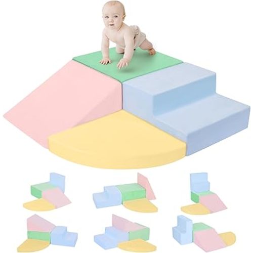 CAMELUS Climbing Toys for 1 Year Old, Foam Baby Climbing Blocks for Toddlers, 4-Piece Soft Play Set Toddler Climbing Toys Indoor, Climb Crawl Activity Play Set, Birthday