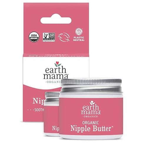 Earth Mama Organic Nipple Butter™ | Nipple Cream Safe for Breastfeeding | Postpartum Essentials for Nursing | Non Lanolin Nipple Cream, 2 fl oz (2-Pk)