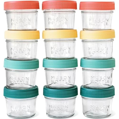 Mason Glass Bottle 4oz Breast Milk Storage Jars (12-Pack)